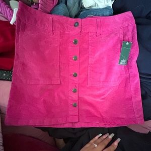 High rise hot pink mini skirt